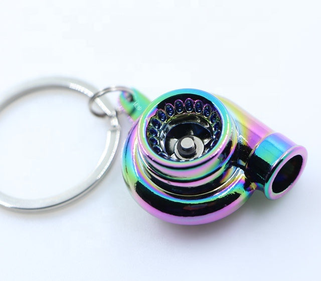 Turbotechs Keychain Turbo Keychain, Creative Multicolor Hot Sleeve Bearing Spinning Turbine Turbocharger Keychains Keyring